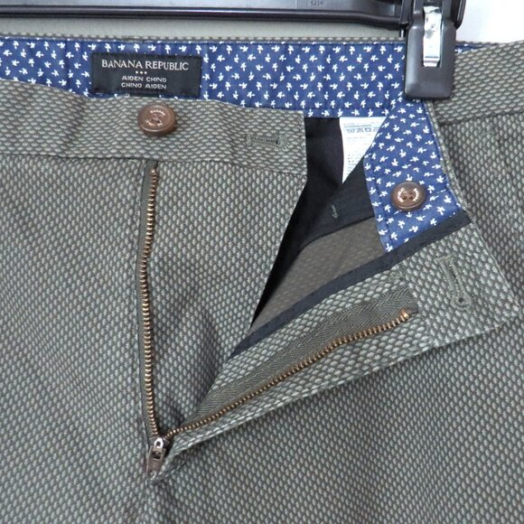 Banana Republic Aiden Chino Green Print Men's 32x32 - Picture 6 of 11